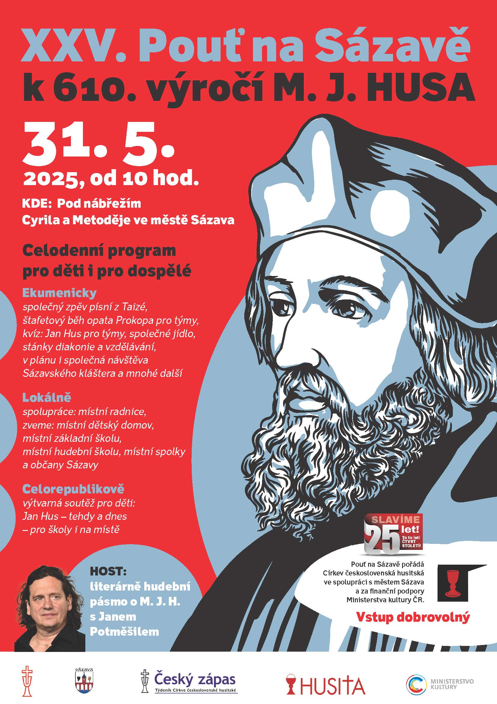 XXV. Pouť na Sázavě k 610. výročí M.J.Husa 31.5.2025 pozvánka