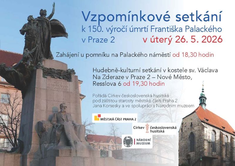 Pozvánka Vzpomínkové setkání k&nbsp;150.&nbsp;výročí úmrtí F. Palackého 26.5.2026 Praha 2 web 2 jpg