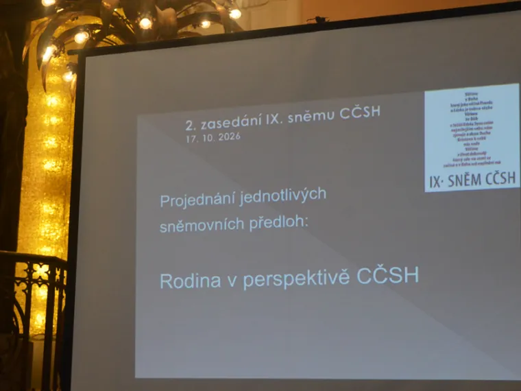Prezentační snímek 2. zasedání IX. sněmu ČČSH z 17. 10. 2026 o projednání předlohy Rodina v perspektivě ČČSH.