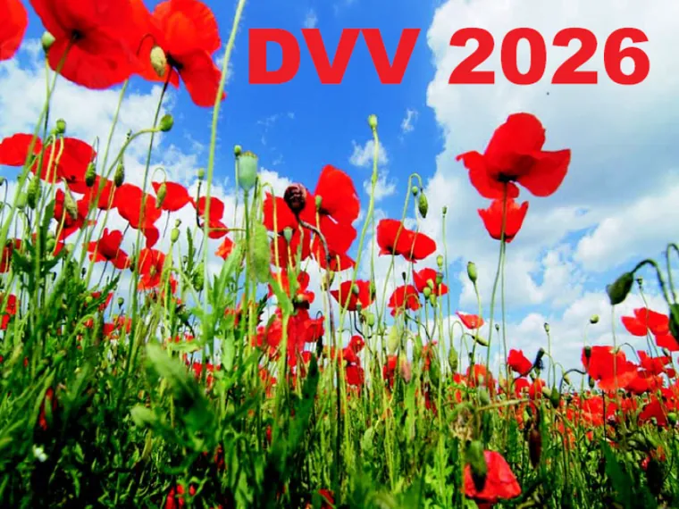 Pole makovic s nápisem DW 2026 a historickou fotografií vojáků.